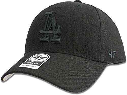 Los Angeles Dodgers Hat MLB Authentic  47 Forty Seven Brand MVP Adjustable Black on Black Baseball Cap Adjustable Adult One Size Men  Women 85 Acrylic 15 Wool