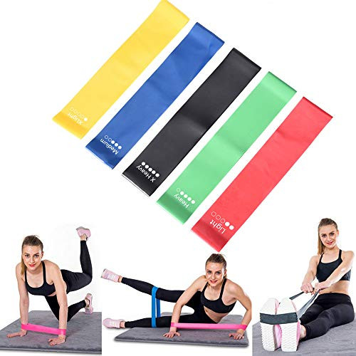 5Pcs Resistance Bands Resistance Exercise Loop Latex Exercise Bands Yoga Training Band with Different Resistance for Physical Therapy Rehab Stretching Home Fitness Yoga Strength Training