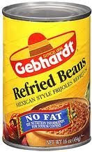 Gebhardt Refried Beans 16oz Cans Pack of 6 Mexican Style Frijoles Refitos No Fat