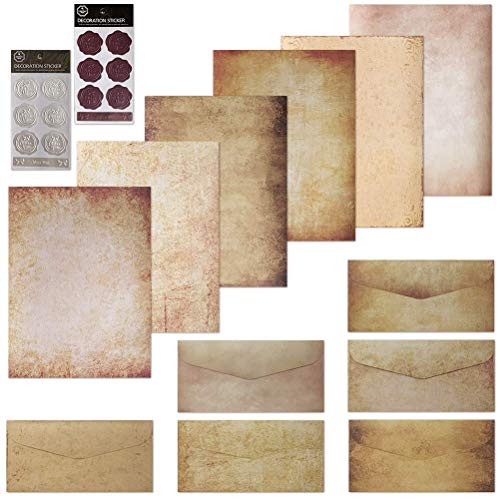 60 Sheets Vintage Stationary Paper and Envelopes Set Doubleside Writing Stationery Paper Letter Set 60 Sheets of Aged Letter Paper 60 Envelopes  60 Sealing Stickers for WritingPrintingCrafting