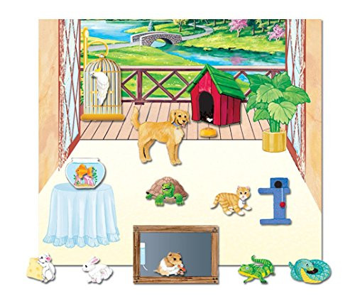 Little Folk Visuals Felt Fun: My Pets Precut Flannel/Felt Board Figures with 13x15 Inches Mounted Playboard, 16 Pieces Set