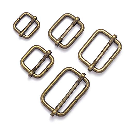 60Pcs Slide Buckles Metal TriGlide Slides Adjustable Webbing Strap Adjuster Silver Rectangle Tri Slide Buckle for Fasteners Strap Backpack DIY Accessories