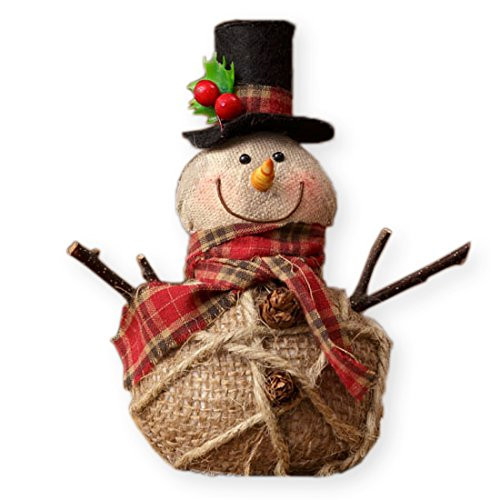 Your Heart's Delight Top Hat Snowman Rustic 5.5 x 6 Inch Burlap Canvas Christmas Tabletop Figurine Your Heart's Delight Top Hat Snowman Rustic 5.5 x 6 Inch Burlap Canvas Christmas Tabletop Figurine