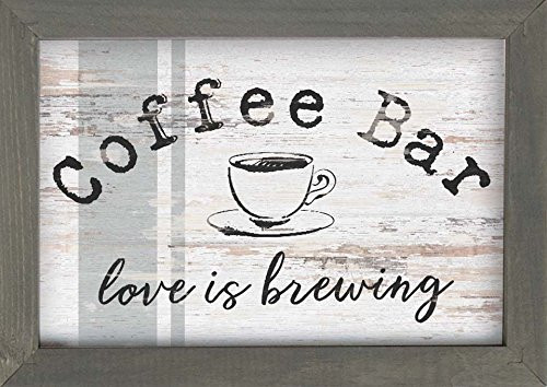 P. GRAHAM DUNN Coffee Bar Love is Brewing Whitewash Look 10 x 7 Inch Pine Wood Framed Wall Art Plaque P. GRAHAM DUNN Coffee Bar Love is Brewing Whitewash Look 10 x 7 Inch Pine Wood Framed Wall Art Plaque