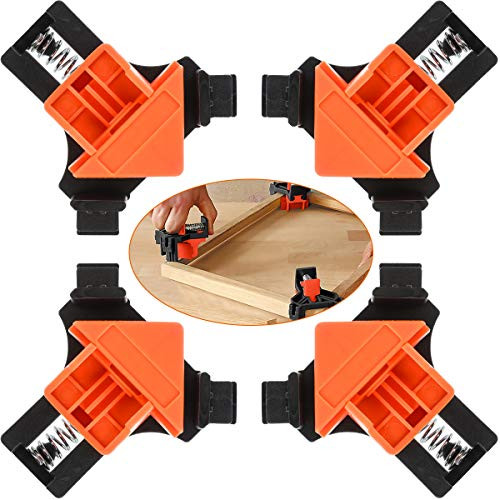 90 Degree Angle Clamps 4pcs Right Angle 90° Fixing Clip Woodworking Corner Clip Adjustable Single Handle Spring Loaded Right Angle ClampWoodworking Clip Clamp Tool