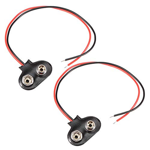 uxcell 2pcs DC 9V Battery Clip TType Soft Buckle Connector Lead Wire 15cm Long