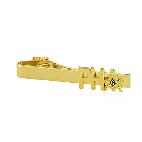 Prince Hall Compass and Square Gold Toned Masonic/Freemasonry Tie Clip/Bar
