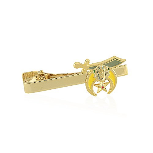 Shriner Nobles of the Mystic Shrine Scimitar Crescent and Star Gold Toned Masonic/Freemasonry Tie Clip/Tie Bar