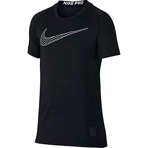 Nike Boys Pro Fitted Graphic TShirt Black/White Medium