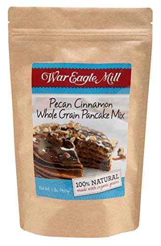 War Eagle Mill Pecan Cinnamon Whole Grain Pancake Mix all natural made with organic nonGMO flour  in a resealable bag 2 Lbs