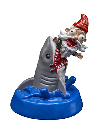 Patio Eden - Shark Attack - Funny Garden Gnome Statue - Hilarious White Elephant or Novelty Gift Idea
