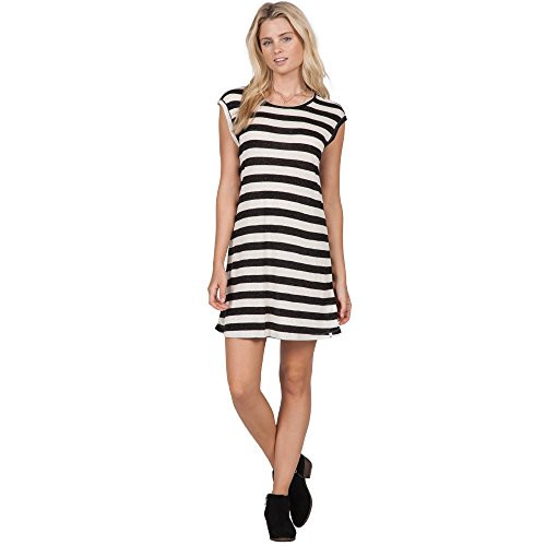 Volcom Juniors Lived in Rib Tee Dress Black Combo Large