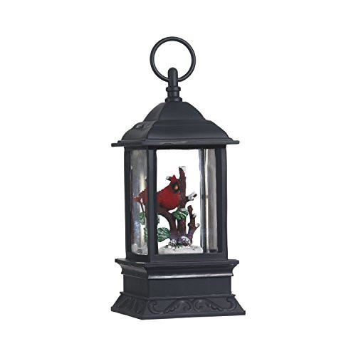 Lighted Snow Globe Lantern 9 5 Inch Black Holiday Water Lantern by RAZ Imports Cardinal