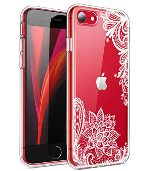 Spevert iPhone SE 2020 CaseiPhone 8 CaseiPhone 7 Case4 7InchFlower Pattern Printed Clear Design Transparent Hard Back Case with TPU Bumper Cover for for iPhone SE 2020/8/7  Lace
