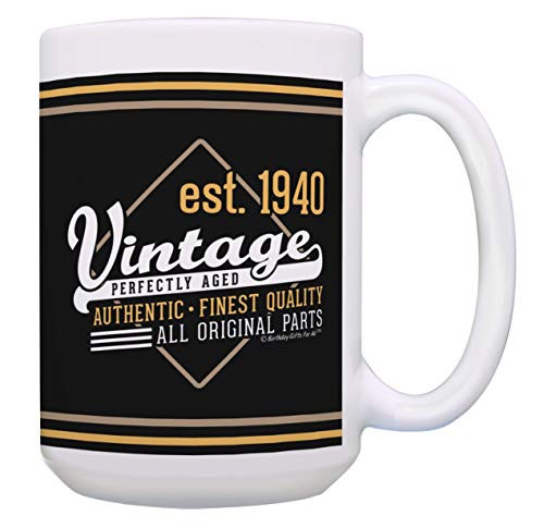 80th Birthday Cup Vintage 1940 Perfectly Aged All Original Parts Gift 15oz Coffee Mug Tea Cup Multi