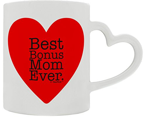 Mothers Day for StepMom Best Step Mom Ever Valentines Day Heart Handle Coffee Mug Tea Cup White