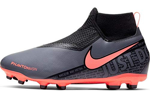 Nike Junior Phantom Vision Academy DF FG/MG Soccer Cleats Dark Grey/Bright Mango/Black 4 5 M US Big Kid