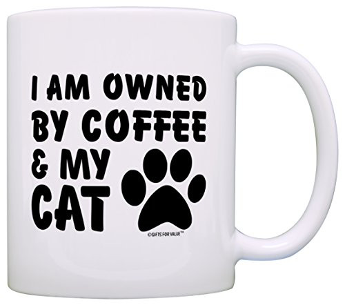Cat Lover Gift Owned by Coffee and My Cat Pet Lover Gift Coffee Mug Tea Cup White Cat Lover Gift Owned by Coffee and My Cat Pet Lover Gift Coffee Mug Tea Cup White