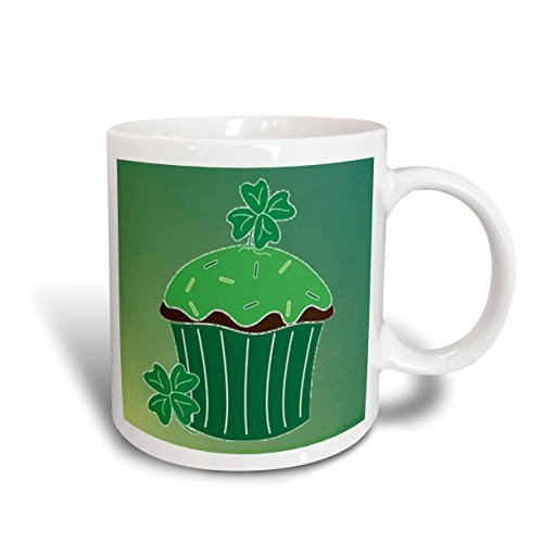 3dRose Green Irish Cupcake Ceramic Mug 11Ounce