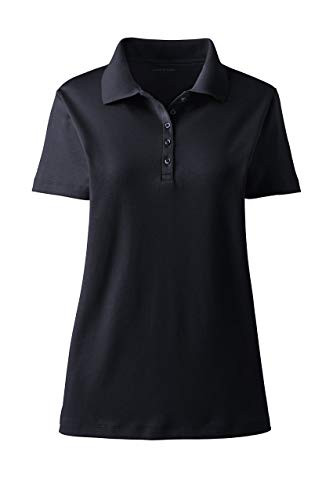 Lands  End Womens Short Sleeve Supima Polo Black Plus 2X