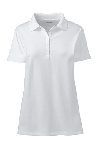 Lands  End Womens Short Sleeve Supima Polo White Plus 1x