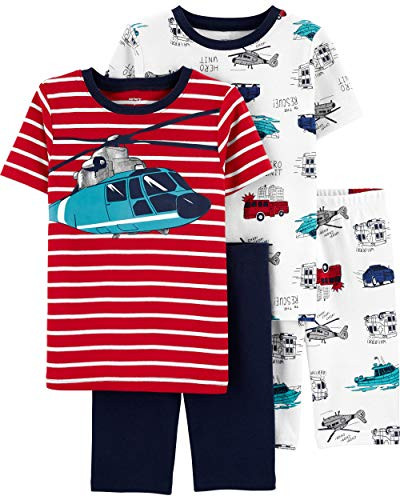 4Piece Boys Snug Fit Cotton Pajamas Helicopter 7