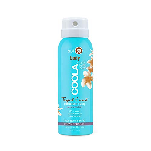 COOLA Organic Mineral Sunscreen Body Spray Broad Spectrum SPF 30 ReefSafe Tropical Coconut 3 Fl Oz