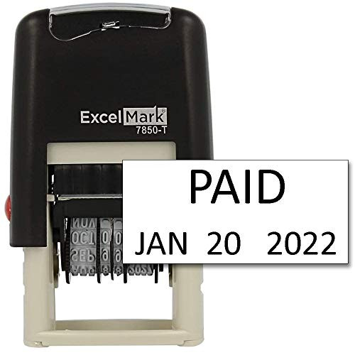 Paid  ExcelMark SelfInking Rubber Date Stamp  Compact Size  Black Ink
