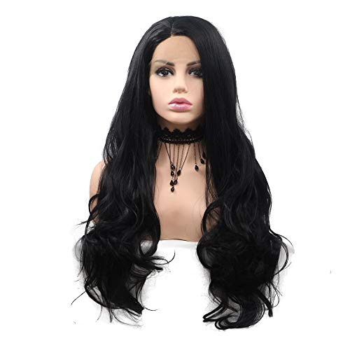 Xiweiya Long Culry Hair Synthetic Wigs Natural Black Synthetic Lace Front Wigs for Black Women 1B Brazilian Hair Wig Heat Resistant Fiber Replacement Wig 180 Density Black Color Hair Lace Front Wig Xiweiya Long Culry Hair Synthetic Wigs Natural Black Synthetic Lace Front Wigs for Black Women 1B Brazilian Hair Wig Heat Resistant Fiber Replacement Wig 180 Density Black Color Hair Lace Front Wig