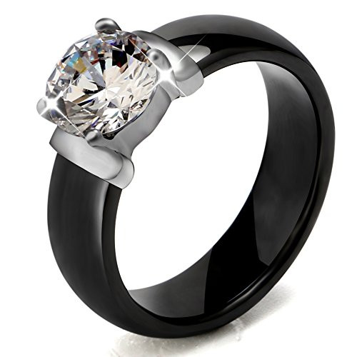 TUHE 2ct Cubic Zirconia Promise Halo Solitaire Engagement Ring for Women Made of Ceramic Materil Jewelry