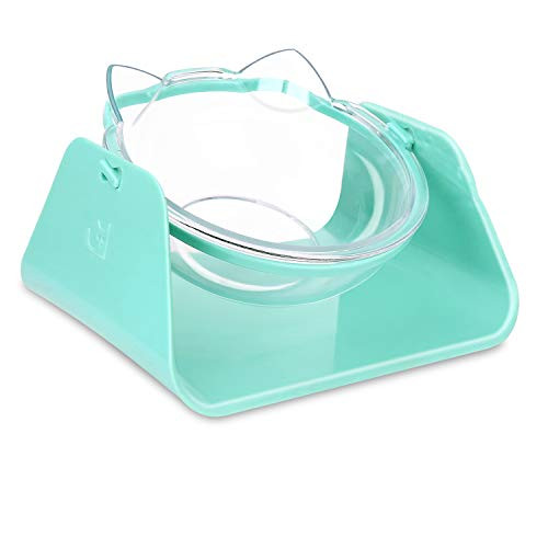 DHAWS Raised Cat Bowl 15 Degrees Tilted AntiOverturn Feeder for Small Cat and Dogs Blue