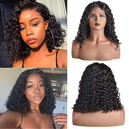 Short Bob Curly Lace Front Wigs Human Hair 13x4 Bob Water Wave Human Hair Lace Front Wigs 150 Density Brazilian Virgin Short Deep Curly Human Hair Bob Wigs for Black Woman 8 Inch Curly Bob Wigs