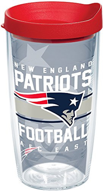 Tervis 1180509 NFL New England Patriots Gridiron Tumbler with Wrap and Red Lid 16oz, Clear Tervis 1180509 NFL New England Patriots Gridiron Tumbler with Wrap and Red Lid 16oz, Clear