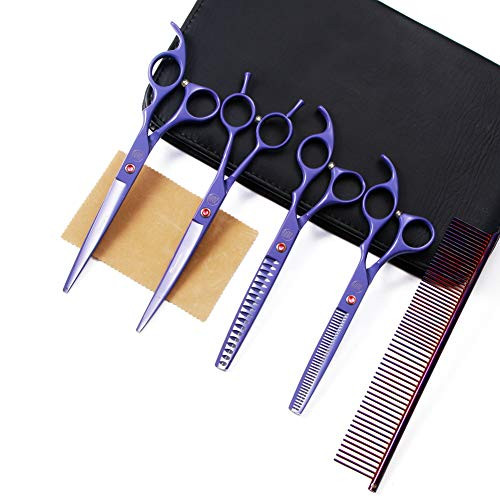 Moontay Professional Dog Grooming Scissors Set 7 Inch/8 Inch Pet Grooming Scissors Chunkers Shears for Dog Curved Dog Grooming Scissors Thinning Shears for Dog with Grooming Comb Moontay Professional Dog Grooming Scissors Set 7 Inch/8 Inch Pet Grooming Scissors Chunkers Shears for Dog Curved Dog Grooming Scissors Thinning Shears for Dog with Grooming Comb