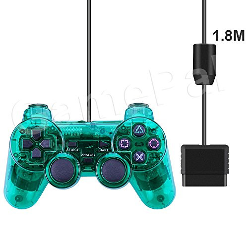 PS2 Wired Controller Double Shock Dual Vibration Twin Shock Gamepad for Sony Playstation 2 Green