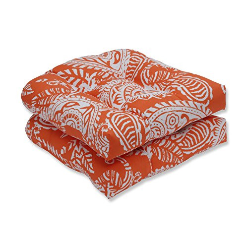 Pillow Perfect Outdoor/Indoor Addie Terra Cotta Tufted Seat Cushions Round Back 19  x 19  Orange 2 Pack