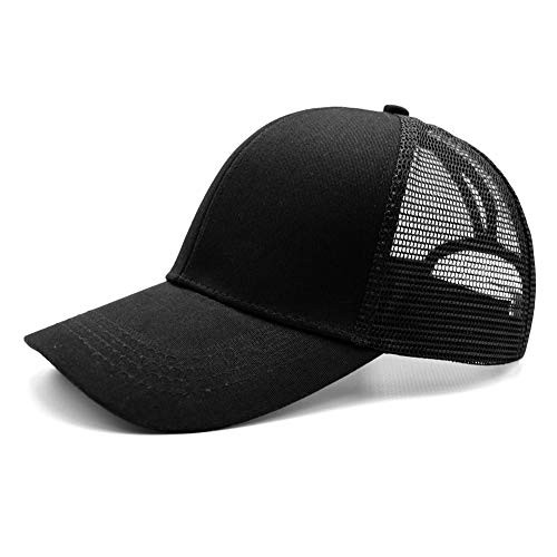ZOORON High Ponytail Baseball Hat Cap for Women Messy Bun Trucker Hat Ponycap Dad Hat Golf Sun Hat Blackmesh