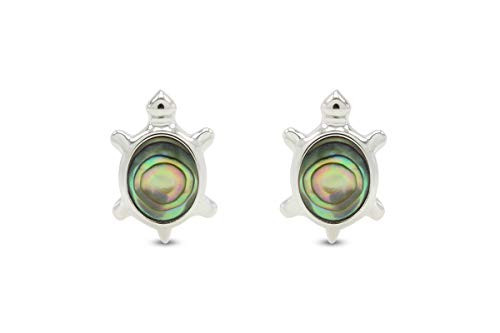 AFFY 14k White Gold Over Sterling Silver Natural Abalone Turtle Stud Earrings Jewelry Gift For Womens with Push backs AFFY 14k White Gold Over Sterling Silver Natural Abalone Turtle Stud Earrings Jewelry Gift For Womens with Push backs