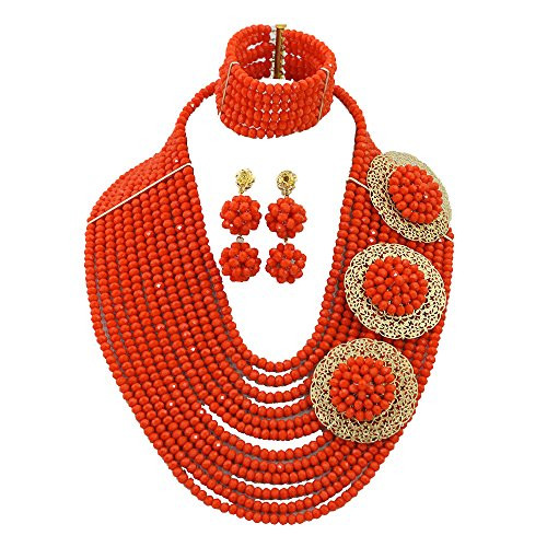 Africanbeads 12 Rows 6mm Nigerian Wedding Beads Necklace Orange Crystal African Jewelry Set Africanbeads 12 Rows 6mm Nigerian Wedding Beads Necklace Orange Crystal African Jewelry Set