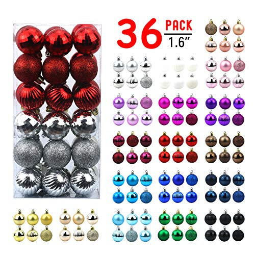AHIKIDS Christmas Balls Ornaments for Xmas Tree  36ct Shatterproof Christmas Decorations Tree Ball Holiday Wedding Party Decoration Perfect Hanging 1 6  Set