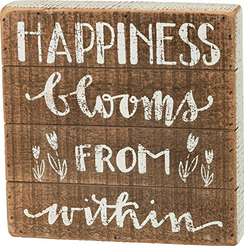 Primitives By Kathy Happiness Blooms From Within 8 Inches Square Wood Slat Box Sign Home and Garden Decor Primitives By Kathy Happiness Blooms From Within 8 Inches Square Wood Slat Box Sign Home and Garden Decor