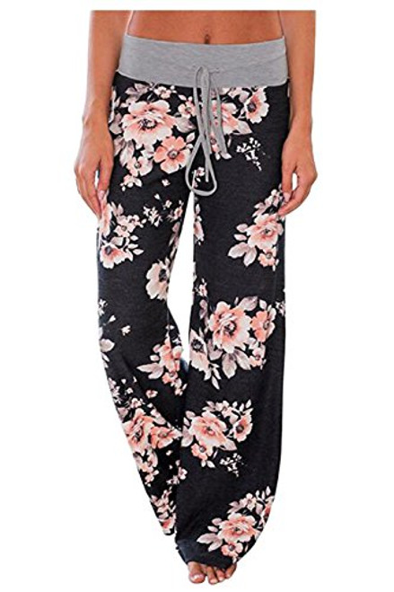 Aifer Women s Comfy Casual Pajama Pants Floral Print Lounge Drawstring Palazzo Long Wide Leg Pants Black Aifer Women s Comfy Casual Pajama Pants Floral Print Lounge Drawstring Palazzo Long Wide Leg Pants Black