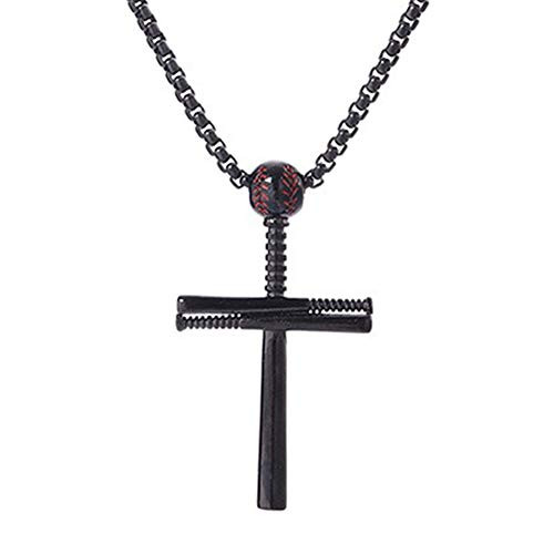 Athletes Cross Necklace Pendant Sports Stainless Steel Baseball and Baseball Bat Cross Necklaces for Men Black Athletes Cross Necklace Pendant Sports Stainless Steel Baseball and Baseball Bat Cross Necklaces for Men Black