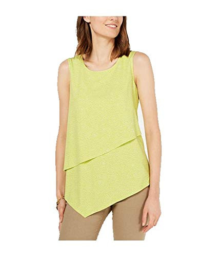 Alfani Womens Plus Asymmetric Printed Tank Top Green 3X