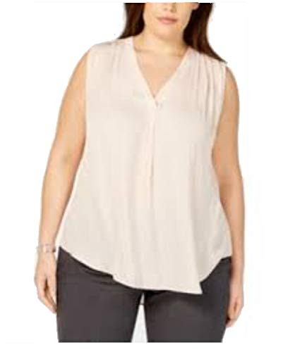 Alfani Womens Plus Satin Ruched Tunic Top Pink 1X