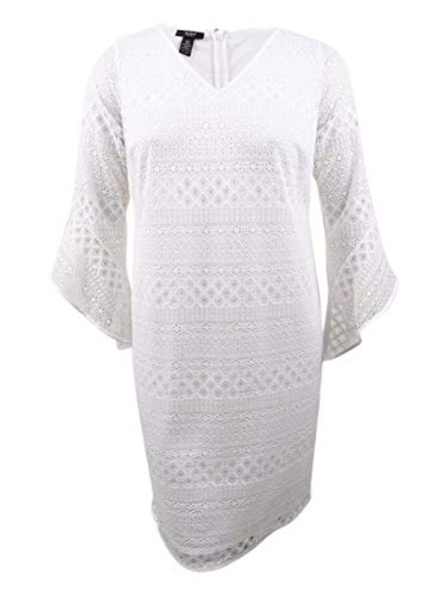 Alfani Womens Plus Lace Sheer Special Occasion Dress White 14W