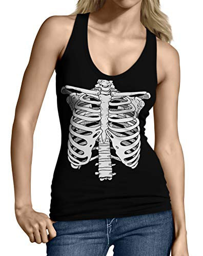 SpiritForged Apparel Skeleton Ribcage Junior s Tank Top Black XL