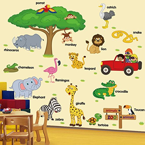 LiveGallery Giant Creative DIY Tree Branches Squirrel Rabbit Swing Cartoon Birds Wall Decal Stickers Murals Wallpaper Removable art Crafts Decor for Kids Baby Bedroom Living room Nursery Room
