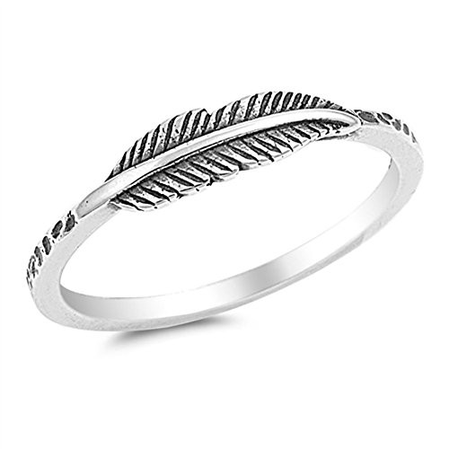 Oxidized Leaf Fashion Feather Ring New  925 Sterling Silver Band Size 9