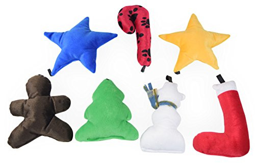 All Seasons Dog Christmas Stocking Stuffers Squeaky Toys Bundle Set of 7